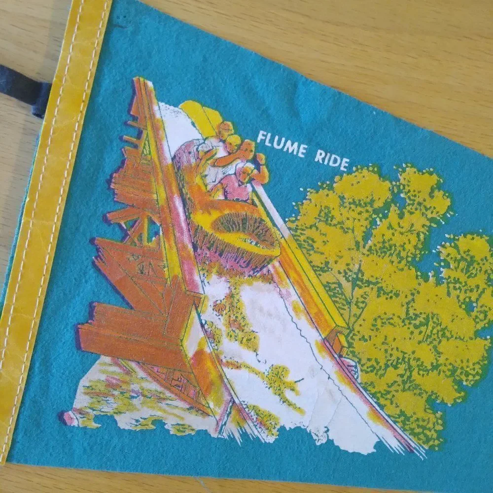 Vintage Six Flags Over Texas Flume Ride Pennant Flag
